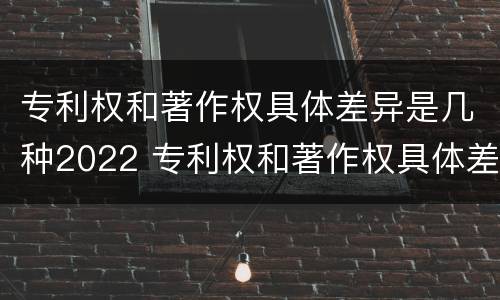 专利权和著作权具体差异是几种2022 专利权和著作权具体差异是几种2022年的