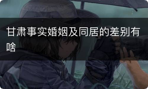 甘肃事实婚姻及同居的差别有啥