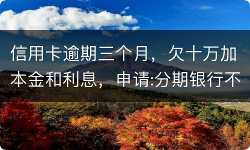 信用卡逾期三个月，欠十万加本金和利息，申请:分期银行不协商