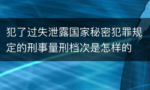 犯了过失泄露国家秘密犯罪规定的刑事量刑档次是怎样的