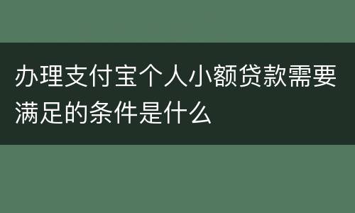办理支付宝个人小额贷款需要满足的条件是什么