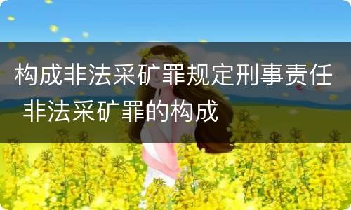 构成非法采矿罪规定刑事责任 非法采矿罪的构成