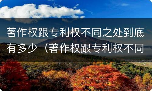 著作权跟专利权不同之处到底有多少（著作权跟专利权不同之处到底有多少个）
