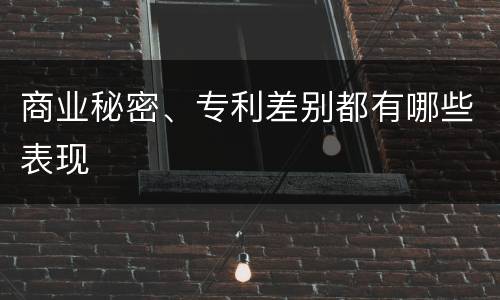 商业秘密、专利差别都有哪些表现