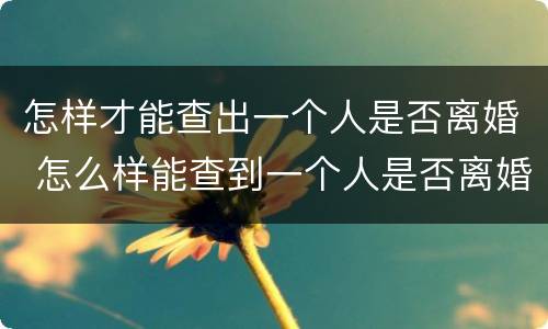 怎样才能查出一个人是否离婚 怎么样能查到一个人是否离婚