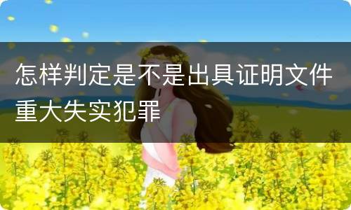 怎样判定是不是出具证明文件重大失实犯罪