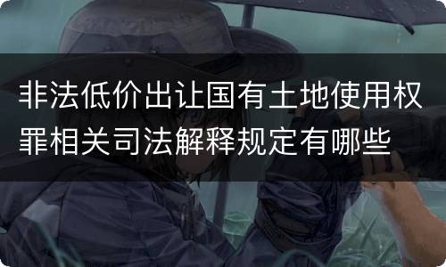 非法低价出让国有土地使用权罪相关司法解释规定有哪些