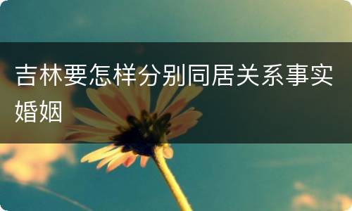 吉林要怎样分别同居关系事实婚姻