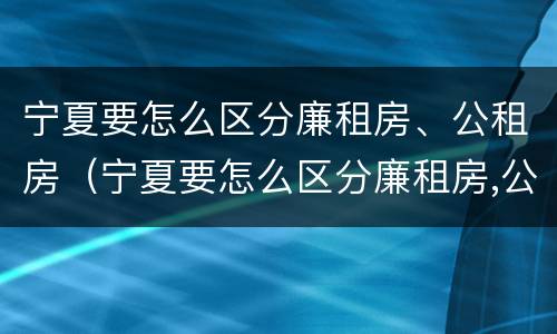 宁夏要怎么区分廉租房、公租房（宁夏要怎么区分廉租房,公租房呢）