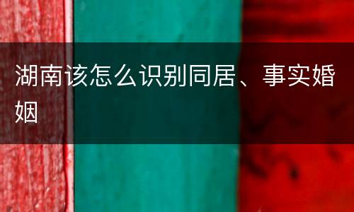 湖南该怎么识别同居、事实婚姻