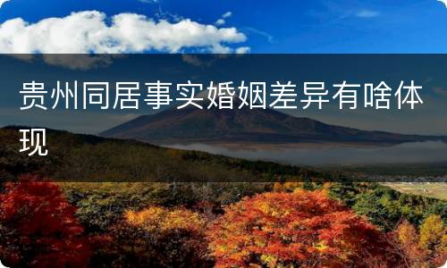 贵州同居事实婚姻差异有啥体现