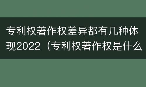 专利权著作权差异都有几种体现2022（专利权著作权是什么意思）