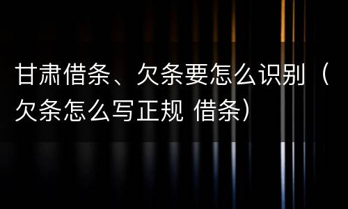 甘肃借条、欠条要怎么识别（欠条怎么写正规 借条）