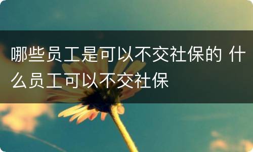 哪些员工是可以不交社保的 什么员工可以不交社保
