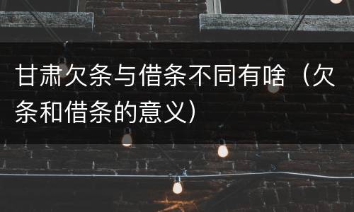 甘肃欠条与借条不同有啥（欠条和借条的意义）