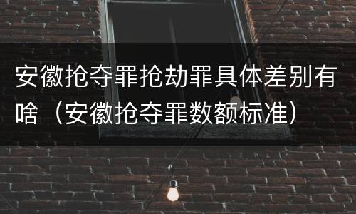 安徽抢夺罪抢劫罪具体差别有啥（安徽抢夺罪数额标准）