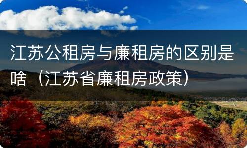 江苏公租房与廉租房的区别是啥（江苏省廉租房政策）