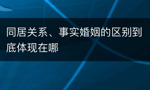 同居关系、事实婚姻的区别到底体现在哪