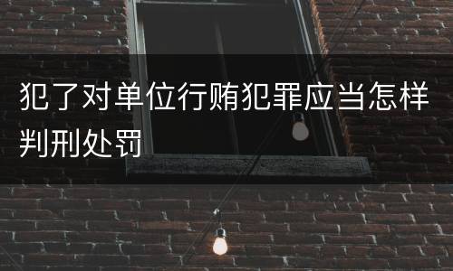 犯了对单位行贿犯罪应当怎样判刑处罚
