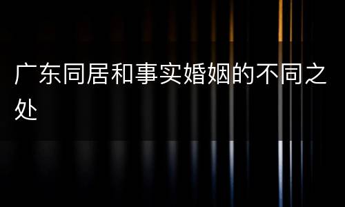 广东同居和事实婚姻的不同之处