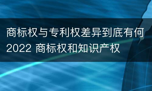 商标权与专利权差异到底有何2022 商标权和知识产权