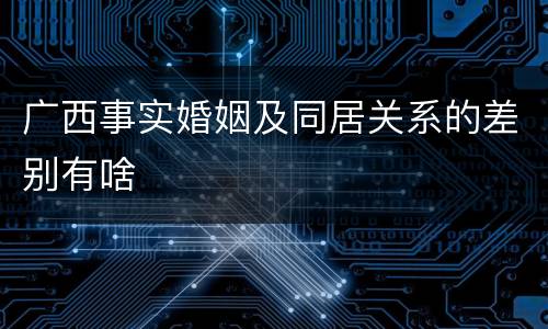 广西事实婚姻及同居关系的差别有啥