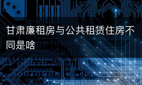 甘肃廉租房与公共租赁住房不同是啥