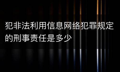 犯非法利用信息网络犯罪规定的刑事责任是多少