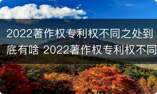 2022著作权专利权不同之处到底有啥 2022著作权专利权不同之处到底有啥区别