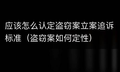 应该怎么认定盗窃案立案追诉标准（盗窃案如何定性）