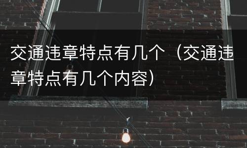 交通违章特点有几个（交通违章特点有几个内容）