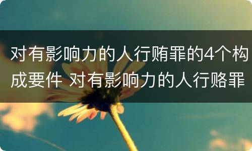 对有影响力的人行贿罪的4个构成要件 对有影响力的人行赂罪实施时间