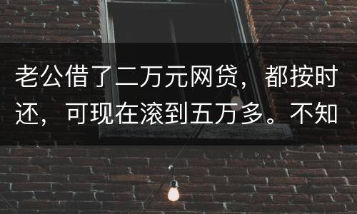 老公借了二万元网贷，都按时还，可现在滚到五万多。不知道怎么办