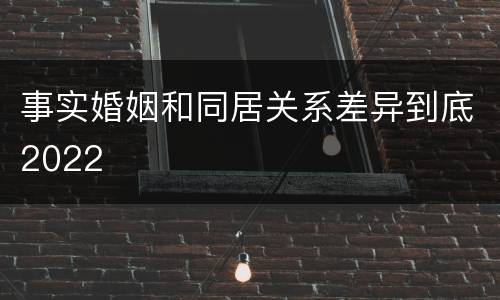 事实婚姻和同居关系差异到底2022
