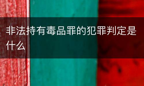 非法持有毒品罪的犯罪判定是什么