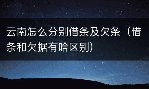 云南怎么分别借条及欠条（借条和欠据有啥区别）