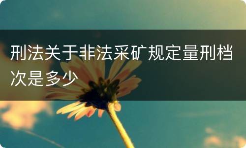 刑法关于非法采矿规定量刑档次是多少