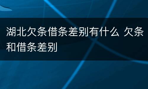湖北欠条借条差别有什么 欠条和借条差别