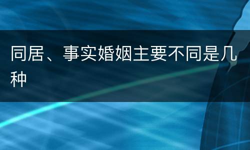 同居、事实婚姻主要不同是几种