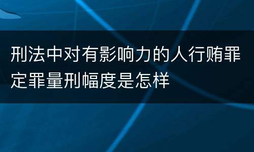 刑法中对有影响力的人行贿罪定罪量刑幅度是怎样