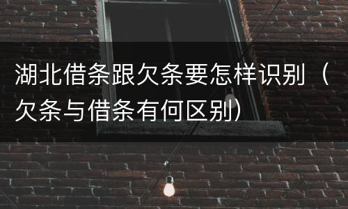 湖北借条跟欠条要怎样识别（欠条与借条有何区别）