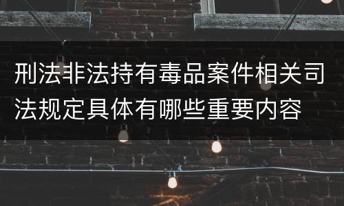 刑法非法持有毒品案件相关司法规定具体有哪些重要内容