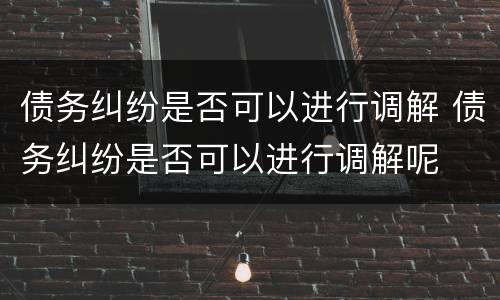 债务纠纷是否可以进行调解 债务纠纷是否可以进行调解呢