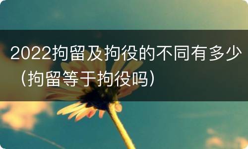 2022拘留及拘役的不同有多少（拘留等于拘役吗）