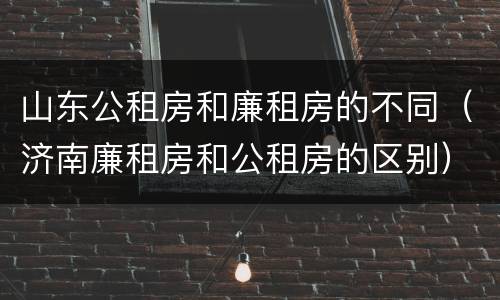 山东公租房和廉租房的不同（济南廉租房和公租房的区别）