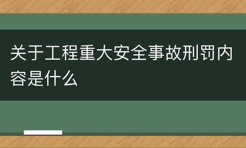 关于工程重大安全事故刑罚内容是什么