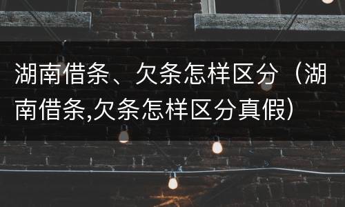 湖南借条、欠条怎样区分（湖南借条,欠条怎样区分真假）