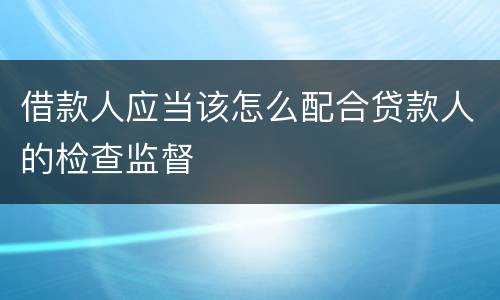 借款人应当该怎么配合贷款人的检查监督