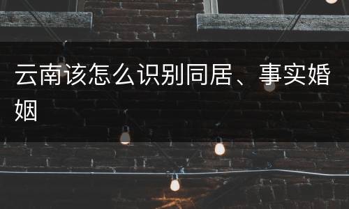 云南该怎么识别同居、事实婚姻
