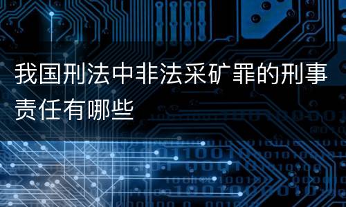 我国刑法中非法采矿罪的刑事责任有哪些